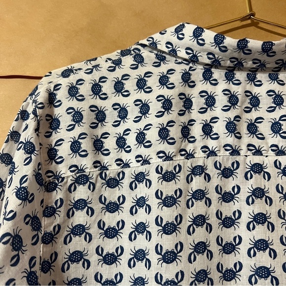 Frank & Eileen | Linen Crab Print Eileen Relaxed Button-Up Shirt Size XS - Picture 10 of 13